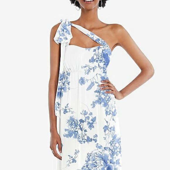 After Six 1564..Convertible Tie-Shoulder Empire Waist Dress...Cottage Rose..Sz M - Picture 3 of 10